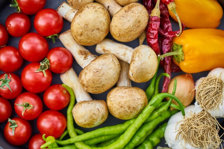 Fresh tomatoes, potatoes, peppers and other vegetables